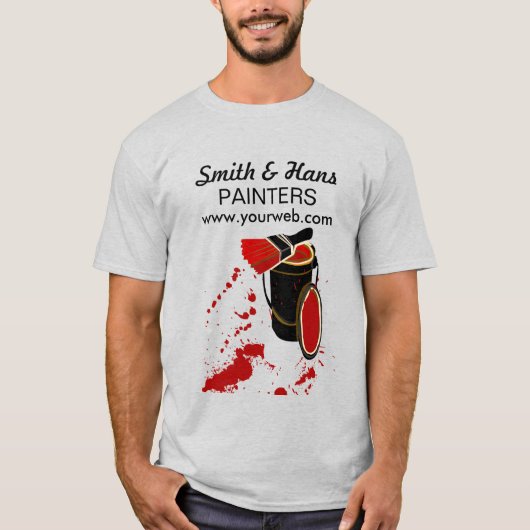 Mutiger roter Farben-Anstreicher-Pinsel spritzt T-Shirt (Vorderseite)