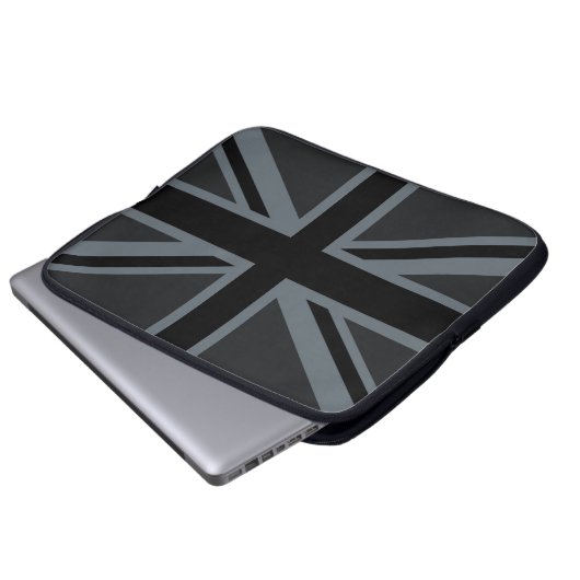 Mutiger schwarzer Gewerkschafts-Jack Laptopschutzhülle (Vorne Knopf)
