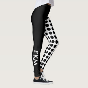 Mutiger Schwarzweiss-Tupfen und festes Monogramm Leggings