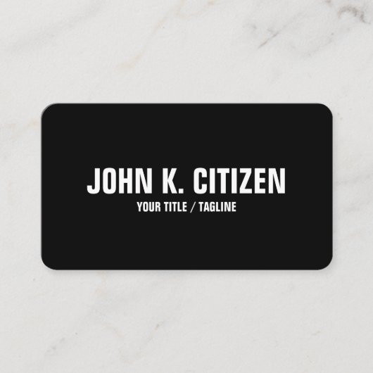 Mutiger Text rundete Visitenkarte - Schwarzes/Weiß (Vorderseite)
