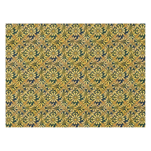 Mutiger Zinnia auf einem Gitter im Senfgelb Tischdecke (Vorderseite (Horizontal))