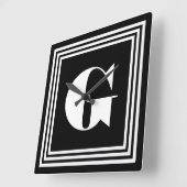 Mutiges 3 Rahmen-Monogramm | schwarz u. Weiß Quadratische Wanduhr (Winkel)