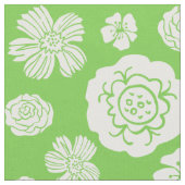 Mutiges Blumenmuster-Limones grünes Weiß Stoff (Nahaufnahme)