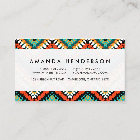 Mutiges ethnisches gebürtiges Stammes- Muster Visitenkarte (Rückseite)