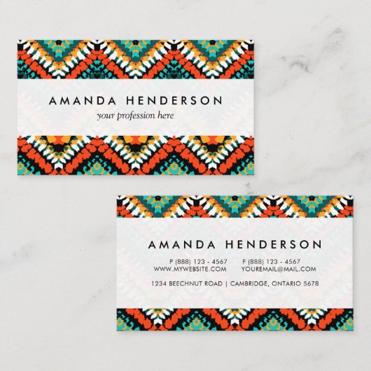 Mutiges ethnisches gebürtiges Stammes- Muster Visitenkarte (Vorne/Hinten)