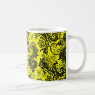 Mutiges farbiges Paisley - Gelb und Schwarzes Kaffeetasse