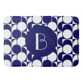 Mutiges Geometrics w Monogramm, Marine u. Weiß Badematte (Vorderseite)