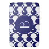 Mutiges Geometrics w Monogramm, Marine u. Weiß Badematte (Vorderseite Vertikal)