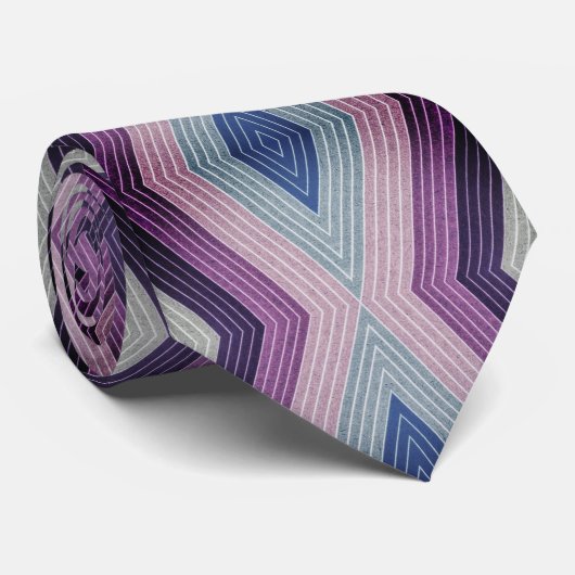 Mutiges geometrisches Muster in Malvenfarbenem und Krawatte (Gerollt)
