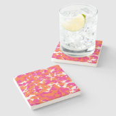 Mutiges Girly Pink-pinkfarbene orange Farbe Steinuntersetzer (Seitenansicht)