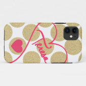 Mutiges Glitzer-Gold punktiert Herz und Case-Mate iPhone Hülle (Rückseite (Horizontal))