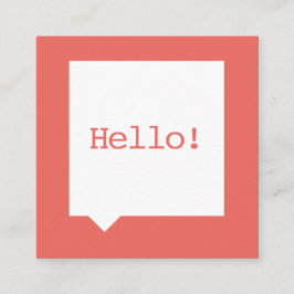 Mutiges hallo-Sozialmedium-Sprache-Blasen-Lachse Quadratische Visitenkarte