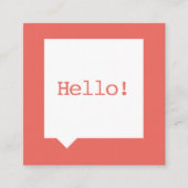 Mutiges hallo-Sozialmedium-Sprache-Blasen-Lachse Quadratische Visitenkarte (Vorderseite)