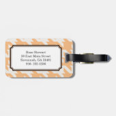 Mutiges modernes orange Hahnentrittmuster mit Gepäckanhänger (Rückseite horizontal)