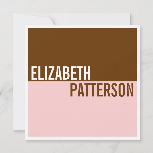 Mutiges modernes Rosa u. Einladung Browns 16. (Rückseite)