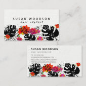 Mutiges modisches BlumenMonstera Punkt-Muster Visitenkarte (Vorne/Hinten)