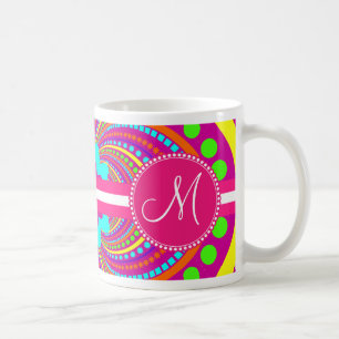 Mutiges Monogramm-flippiger Muster-Pink-Entwurf Kaffeetasse