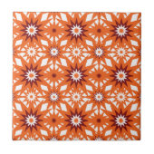 Mutiges Orange und Rot hat Sternexplosion-Muster Fliese (Vorderseite)