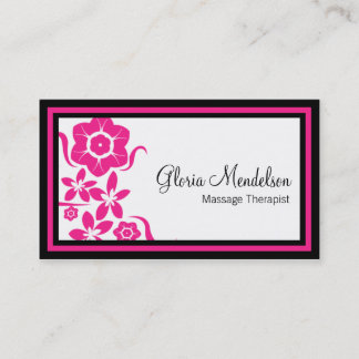 Mutiges Pink-Blumenmassage-Therapie-Visitenkarte Visitenkarte