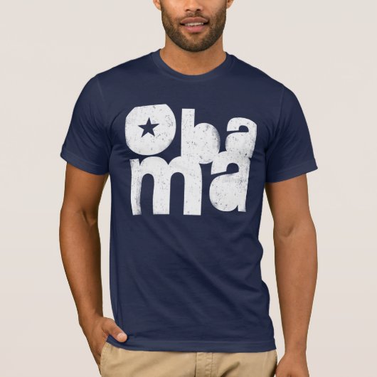 Mutiges Quadrat Obama (Marine) T-Shirt (Vorderseite)