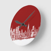 Mutiges Rot New York Runde Wanduhr (Winkel)