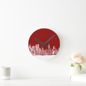 Mutiges Rot New York Runde Wanduhr (Zuhause)