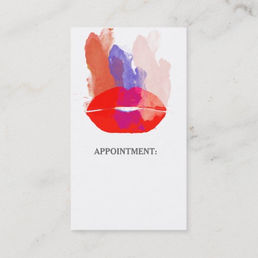Mutiges rotes LippenAquarellbrushstrokes-Make-up Terminkarte (Rückseite)