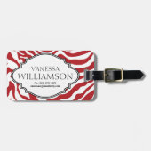 Mutiges ROTES Zebra-Streifen-Muster personalisiert Gepäckanhänger (Vorderseite horizontal)