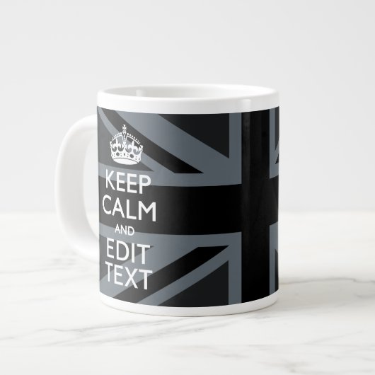 Mutiges schwarzes Schwarzes behalten Ruhe Ihr Jumbo-Tasse (Vorderseite Links)