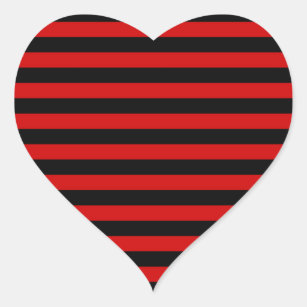 Mutiges schwarzes und rotes Streifen-Muster Herz-Aufkleber