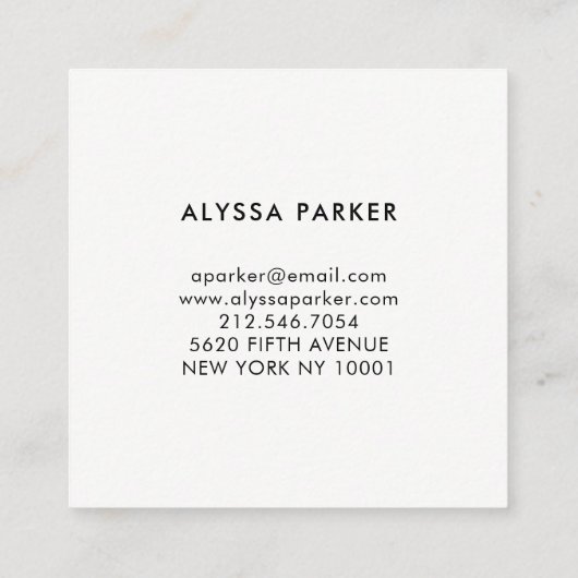 Mutiges Schwarzweiss mit Imitat-Gold Quadratische Visitenkarte (Rückseite)