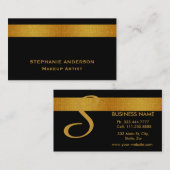 Mutiges und elegantes schwarzes Goldgestreifter Visitenkarte (Vorne/Hinten)