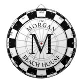 Mutiges Weiß des Familien-Monogramm-Schwarz-| Dartscheibe (vorne)