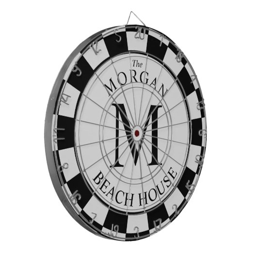 Mutiges Weiß des Familien-Monogramm-Schwarz-| Dartscheibe (Vorderseite Links)