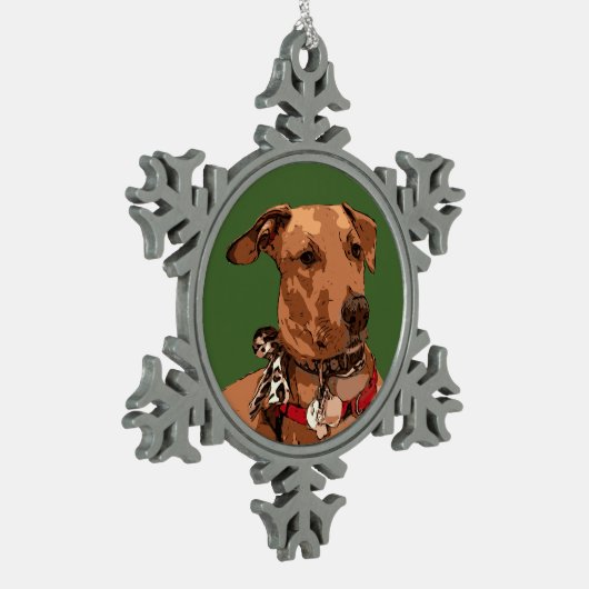 MUTT SCHNEEFLOCKEN Zinn-Ornament (Links)