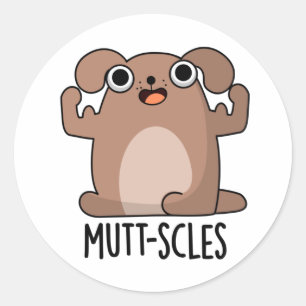 Mutt-Scles Funny Animal Dog Pun Runder Aufkleber