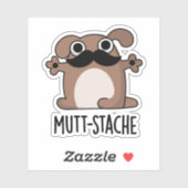 Mutt-stache Funny Dog Mustache Pun Aufkleber (Blatt)