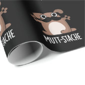 Mutt-stache Funny Dog Mustache Pun Dark BG Geschenkpapier (Rolleneckpunkt)