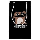 Mutt-stache Funny Dog Mustache Pun Dark BG Kleine Geschenktüte (Vorderseite)