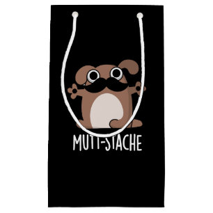 Mutt-stache Funny Dog Mustache Pun Dark BG Kleine Geschenktüte