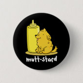 Mutt-stard Funny Doggy Mustard Pun Dark BG Button (Vorderseite)