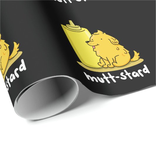 Mutt-stard Funny Doggy Mustard Pun Dark BG Geschenkpapier (Rolleneckpunkt)