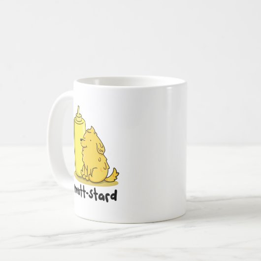 Mutt-stard Funny Doggy Mustard Pun Kaffeetasse (Vorderseite Links)