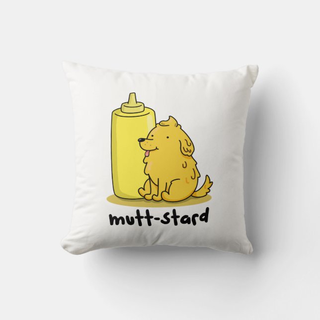 Mutt-stard Funny Doggy Mustard Pun Kissen (Vorderseite)