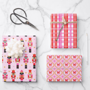 Muttcracker Weihnachten - Rosa Hund Nussknacker Geschenkpapier Set