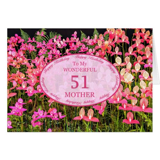 Mutter 51. Geburtstag mit rosa Blume (Vorderseite (Horizontal))