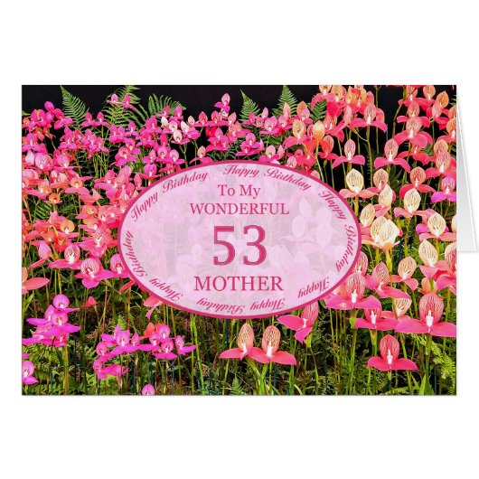 Mutter 53. Geburtstag mit rosa Blume (Vorderseite (Horizontal))