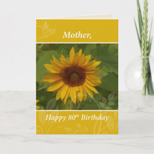 Mutter 80. Geburtstag Sonnenblume Karte