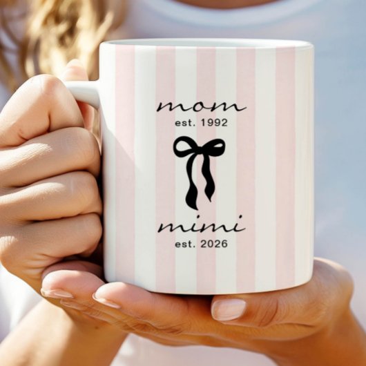 Mutter an Mimi Mug Rosa Bogen Streifen Kaffeetasse