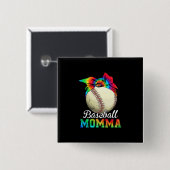 Mutter Art Baseball Momma Geburtstag Button (Vorne & Hinten)